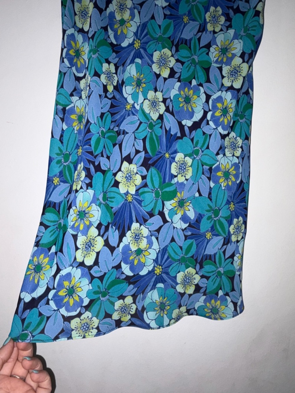 Blue Floral Midi Skirt - Pull-On Summer Style - Picture 2 of 3